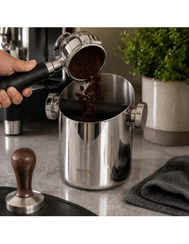 Posuda za talog kafe Motta F110 inox noker za espresso sa šipkom za izbacivanje taloga