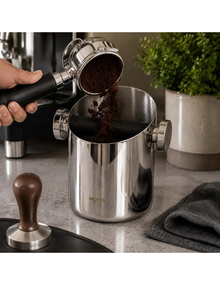 Posuda za talog kafe Motta F110 inox noker za espresso sa šipkom za izbacivanje taloga